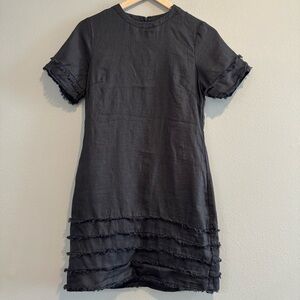 DISSH Classic Black Linen Dress Fringe Modern Minimalist Edgy 2